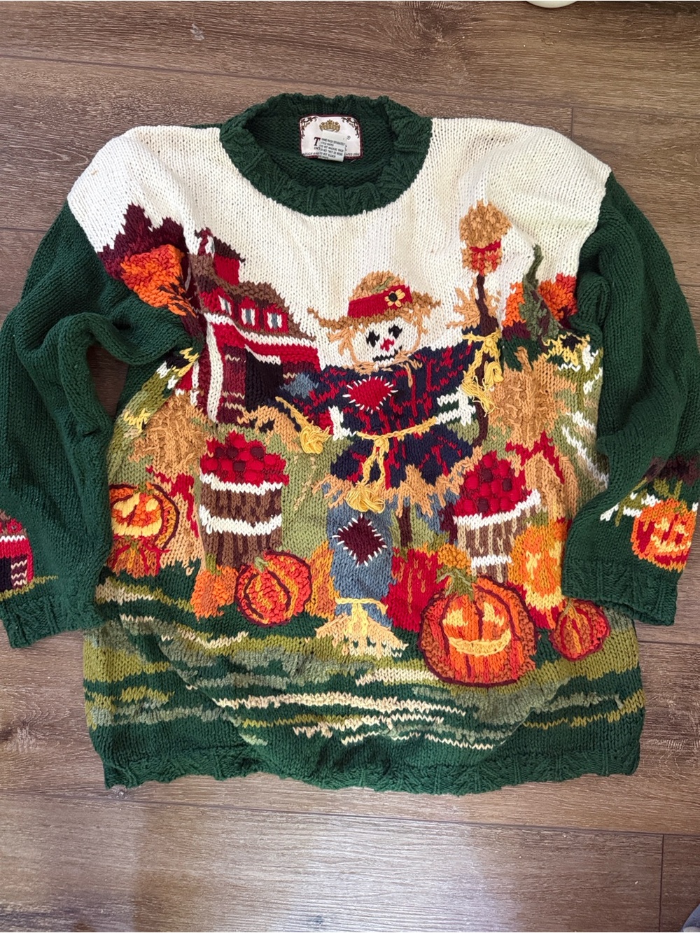 Green Autumn Scarecrow Crewneck Sweater - Men